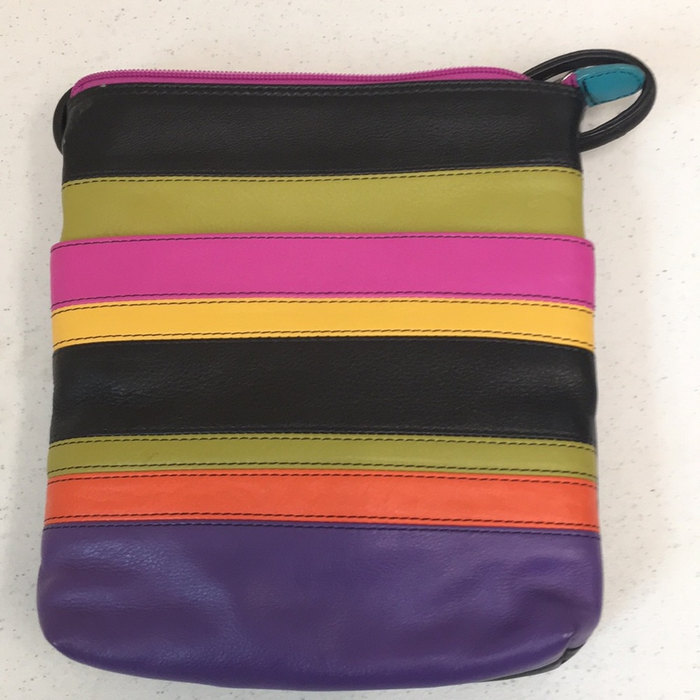 iLi New York striped leather crossbody bag